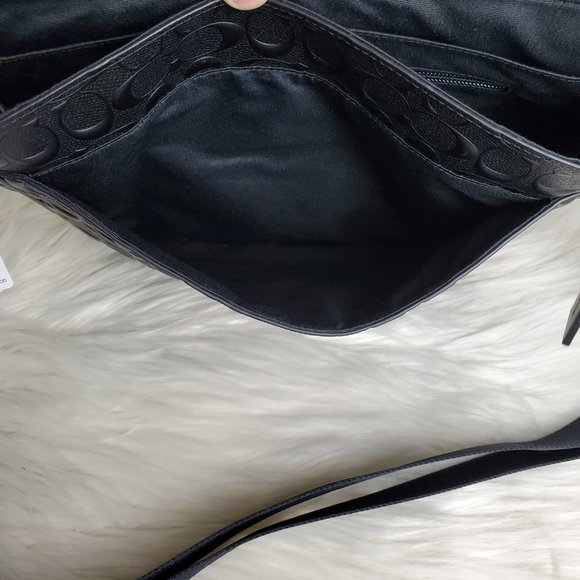 COACH BLACK HOUSTON MAP BAG IN SIGNATURE LEATHER - Picture 6 of 6